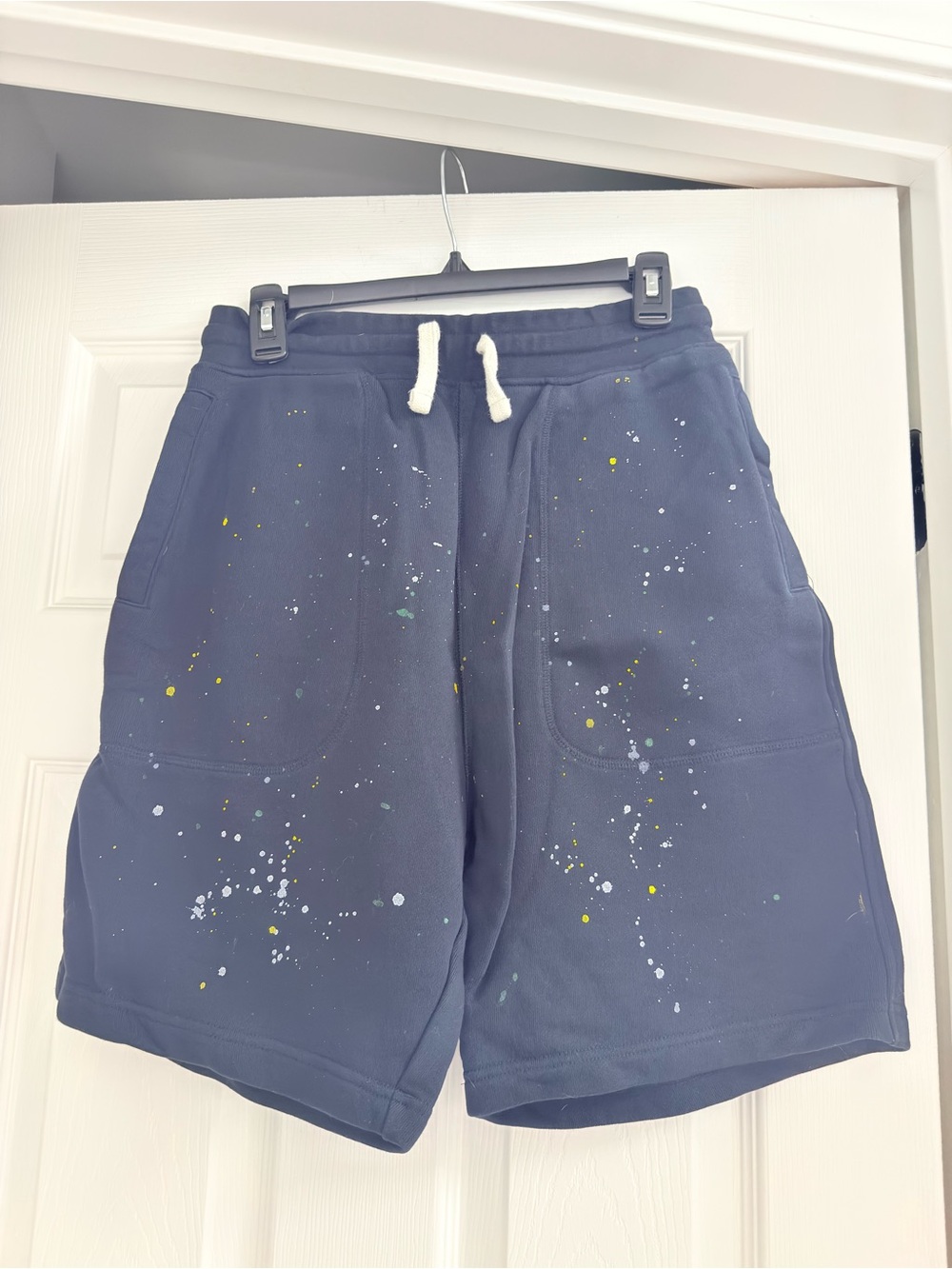 Zara Black Paint-Splatter Drawstring Shorts